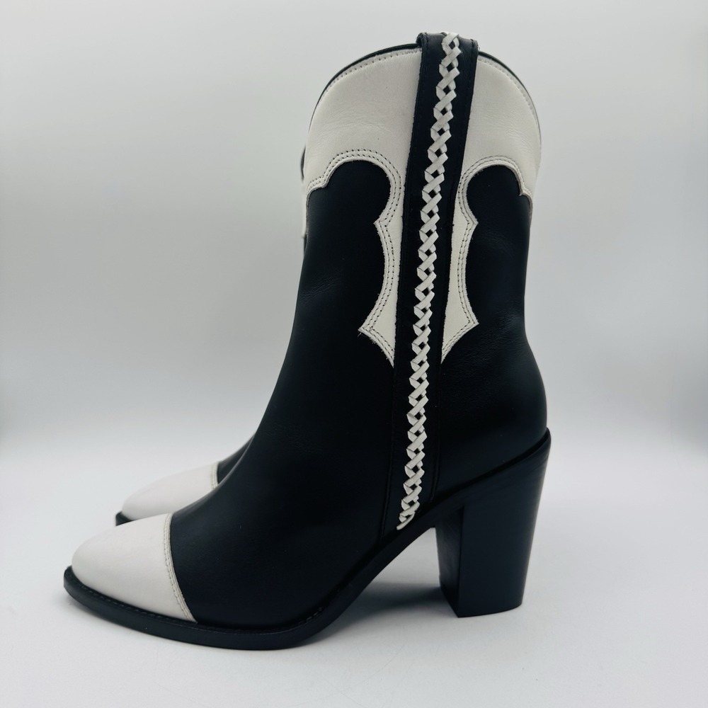 Lucchese Michelle Boots Women's Size 7.5 Black‎ White Leather - Picture 10 of 16